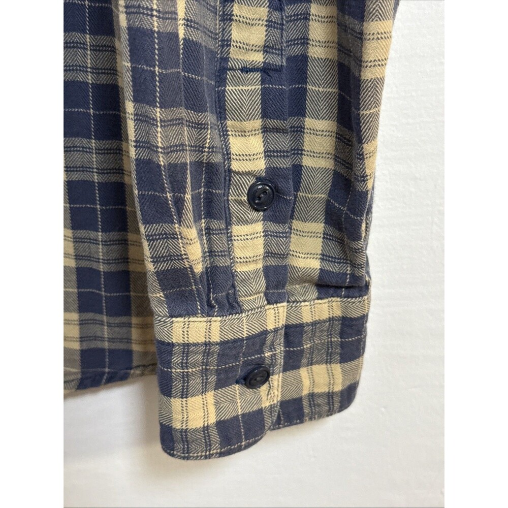 Volcom Cotton Shirt Mens Plaid Modern Fit Button Up Pocket Large Yellow & Blue - Picture 3 of 11